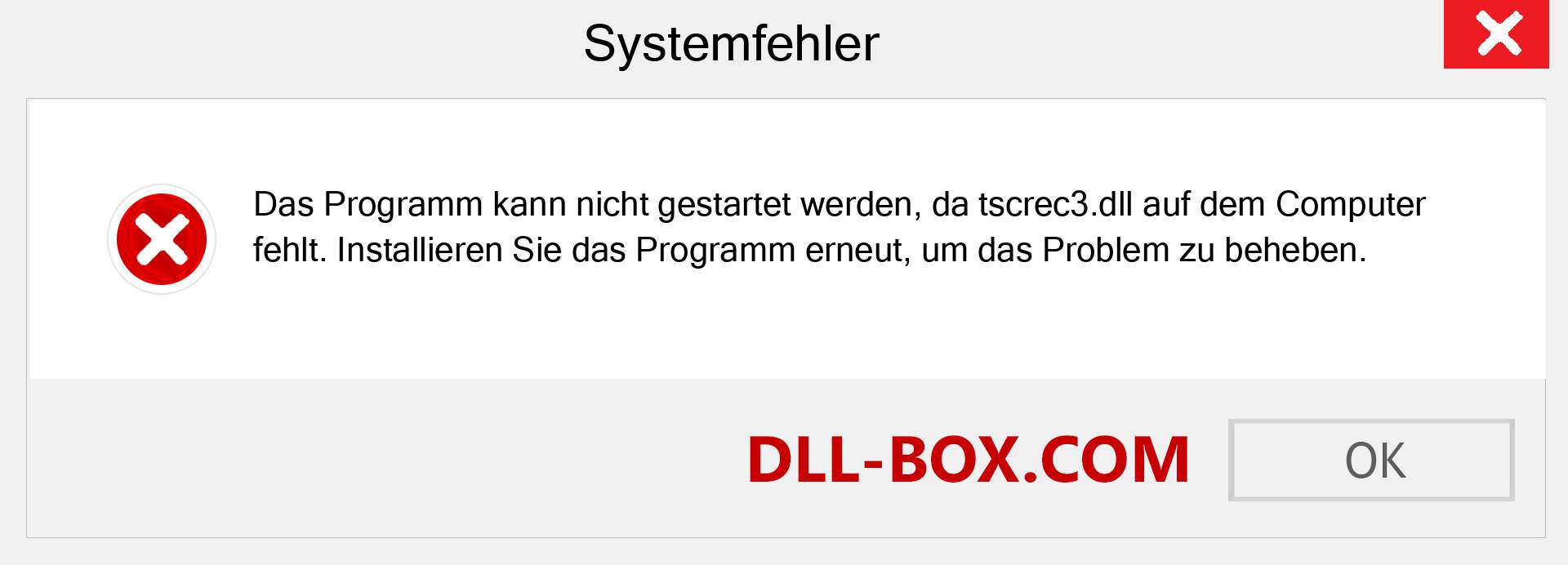 tscrec3.dll-Datei fehlt?. Download für Windows 7, 8, 10 - Fix tscrec3 dll Missing Error unter Windows, Fotos, Bildern