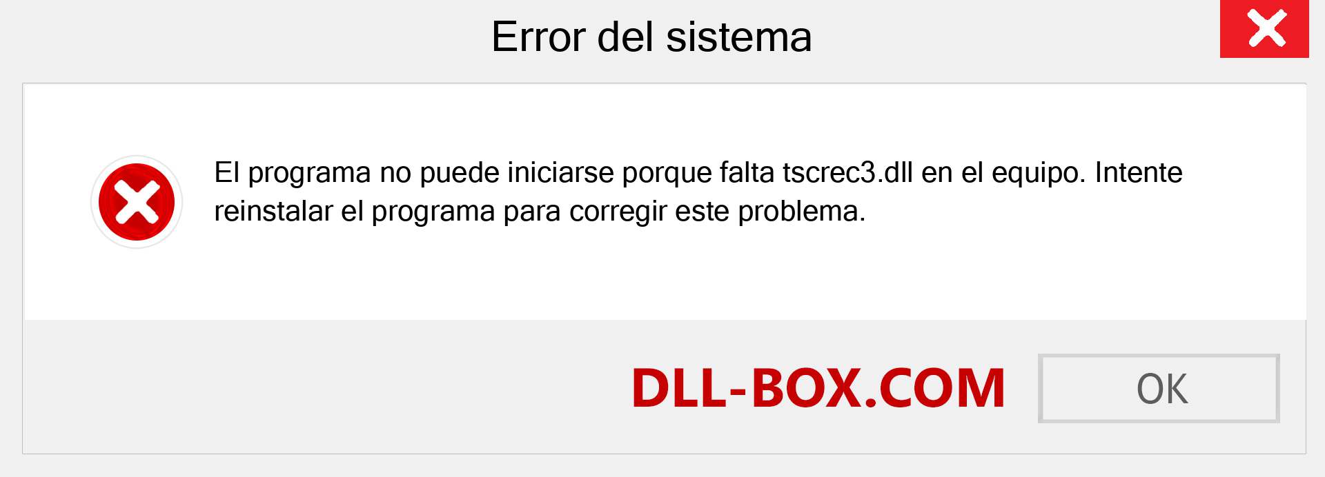 ¿Falta el archivo tscrec3.dll ?. Descargar para Windows 7, 8, 10 - Corregir tscrec3 dll Missing Error en Windows, fotos, imágenes