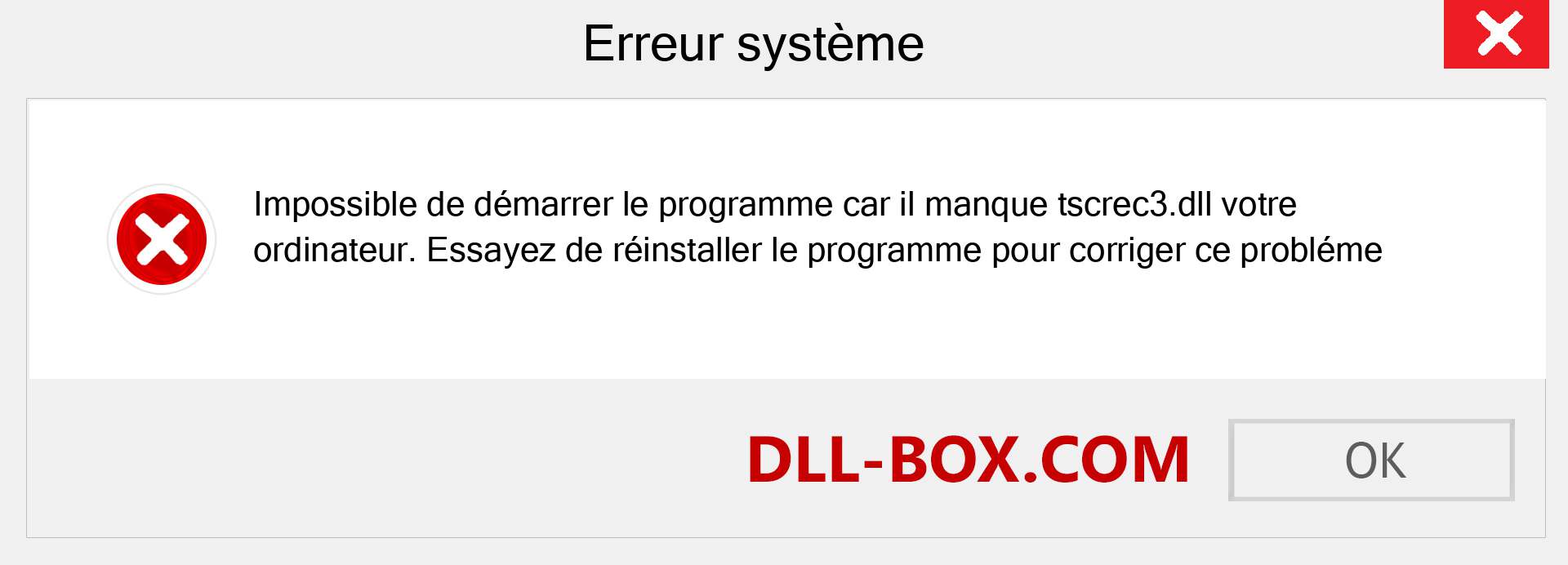 Le fichier tscrec3.dll est manquant ?. Télécharger pour Windows 7, 8, 10 - Correction de l'erreur manquante tscrec3 dll sur Windows, photos, images